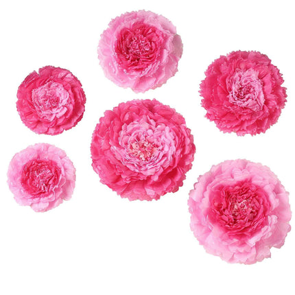 AliKopy Set of 6 Pink Fuchsia 3D Paper Flowers Wall Decor - Assorted S