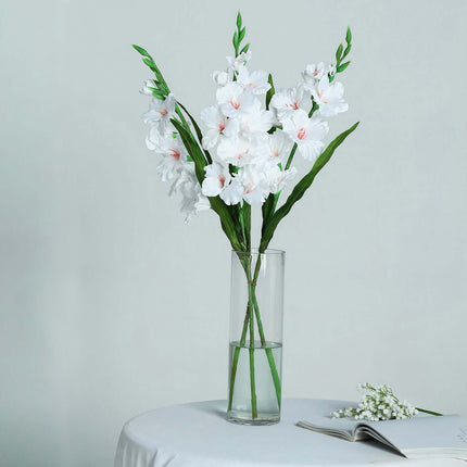 AliKopy 36" Tall White Artificial Silk Gladiolus - Realistic & Durable