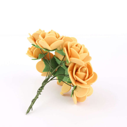 AliKopy 48 Real Touch Gold Foam Rose Buds with Stem for DIY Crafts