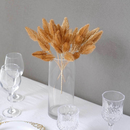 AliKopy 4-Pack Metallic Gold Artificial Pine Branches - Flexible Faux
