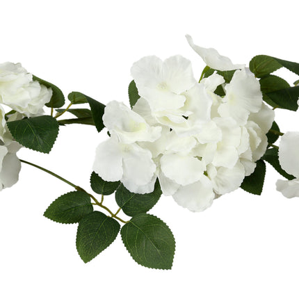AliKopy 2-Pack Ivory Silk Hydrangea Garland - 5.5ft with Green Leaves