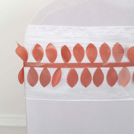 AliKopy Terracotta Taffeta Ribbon Sash, 50ft with 4" Leaf Petal Design