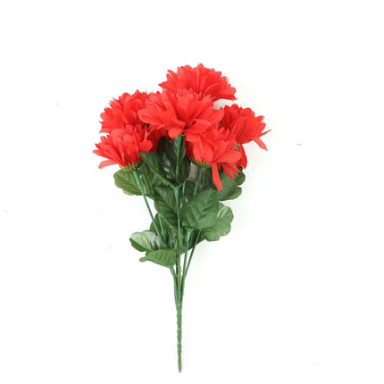 AliKopy 12 Red Artificial Silk Chrysanthemum Flower Bouquets - Lifesiz