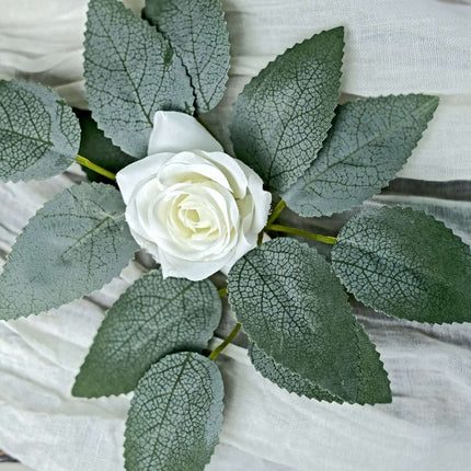 AliKopy 100 Pack Frosted Green Artificial Rose Leaves for DIY Decor