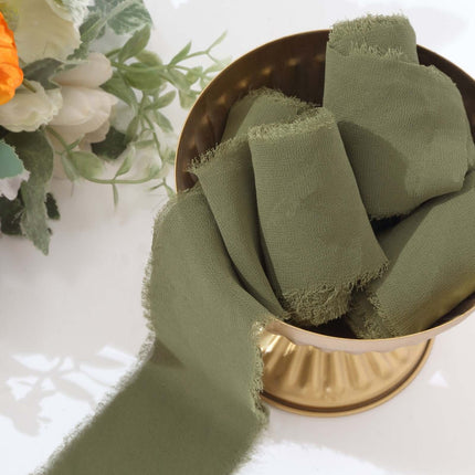 AliKopy 2 Pack Dusty Sage Green Silk-Like Chiffon Ribbon, 6 Yards Each