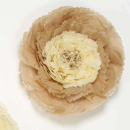 AliKopy Set of 6 Taupe Giant 3D Paper Carnation Wall Flowers - 12"-20