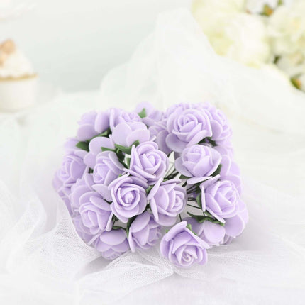 AliKopy 48 Lavender Lilac Real Touch Foam Roses with Stems for Crafts