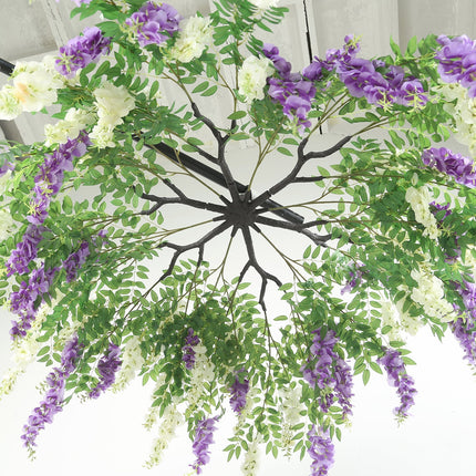 AliKopy 55" Cream Purple Silk Wisteria Vine Canopy with Interchangeabl