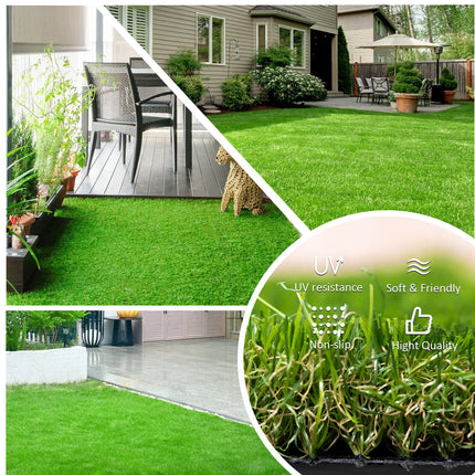 Room & Decor 2-Pack 3.3ft x 10ft Realistic Synthetic Grass Rug with Dr