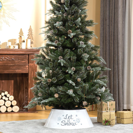 Homcom Steel Christmas Tree Collar - 26" White Ring Skirt Decoration