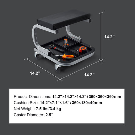VEVOR Garage Stool - 250 LBS Capacity, Under Car Tool Tray, Adjustable