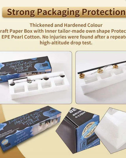 Sleek Industrial Chic 4-Bulb Vanity Light in Matte Black and Brass