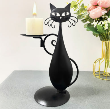 Black Cat Iron Candlestick Candle Holder Pendant Home Decor