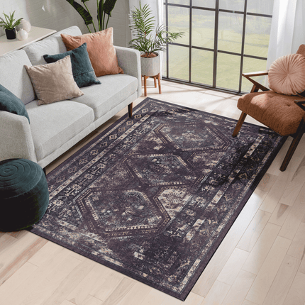 Room and Decor Black Burgundy 3X5 Washable Non-Slip Area Rug