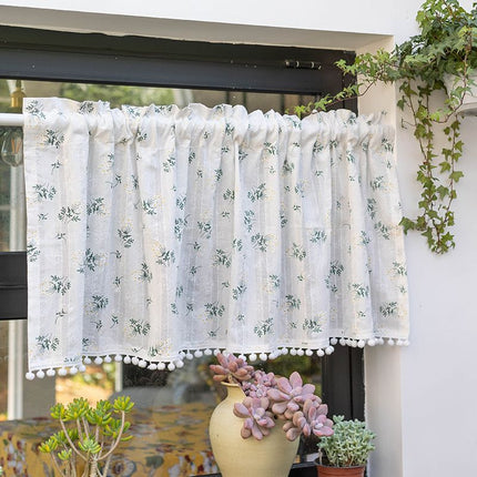 Tassel & Daisy Short Café Curtain | Kitchen & Floating Window, 3 Styles