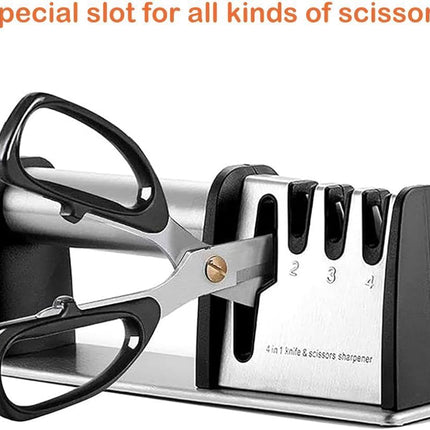 Peekaboo Studio 4-in-1 Kitchen Blade & Scissor Sharpener, Easy Grip