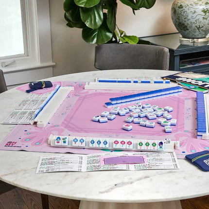 OMM Pink Birdie Mahjong Mat - Durable, Non-Slip Surface for Easy Play