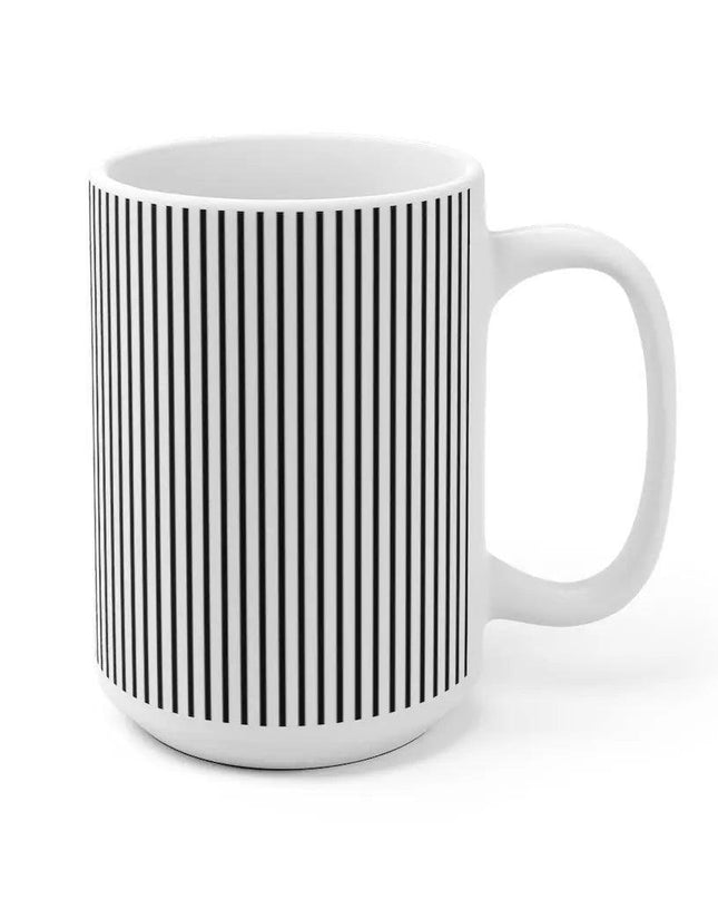 Chic Monochrome Striped Ceramic Coffee Mug - A Modern Must-Have for Your Brew
