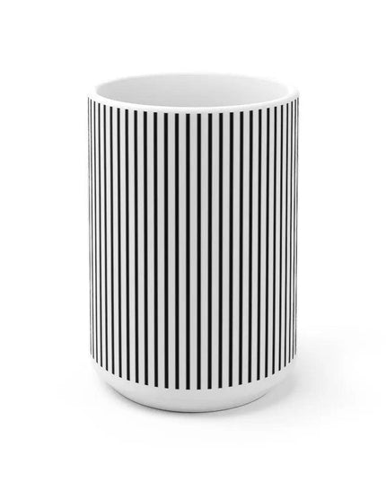 Chic Monochrome Striped Ceramic Coffee Mug - A Modern Must-Have for Your Brew