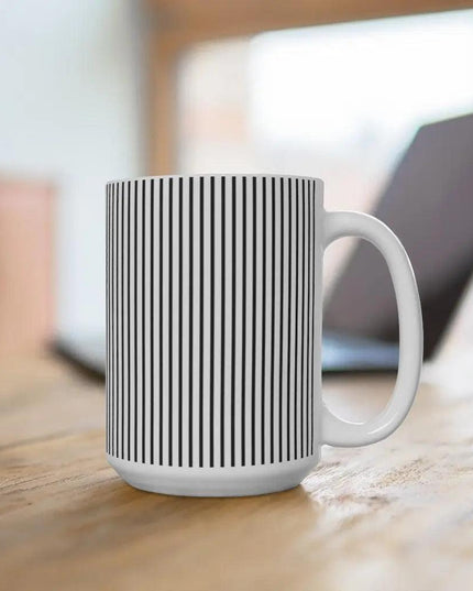 Chic Monochrome Striped Ceramic Coffee Mug - A Modern Must-Have for Your Brew