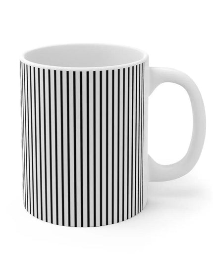 Chic Monochrome Striped Ceramic Coffee Mug - A Modern Must-Have for Your Brew