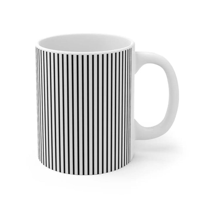 Contemporary Monochrome Striped Ceramic Coffee Mug