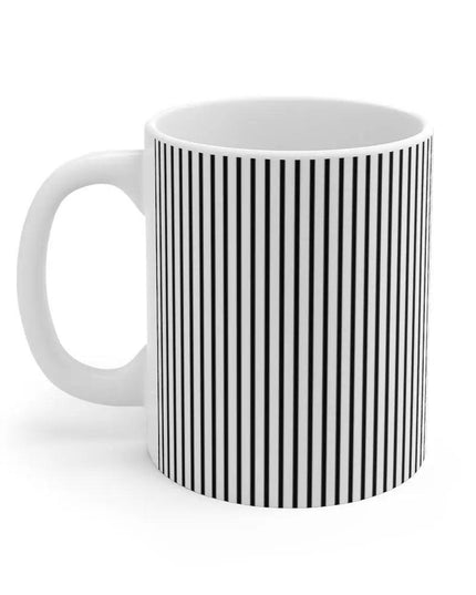 Chic Monochrome Striped Ceramic Coffee Mug - A Modern Must-Have for Your Brew