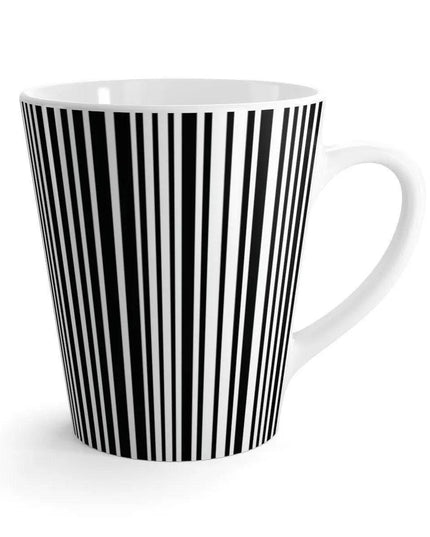 Elegant Striped Monochrome Latte Mug for Stylish Sipping