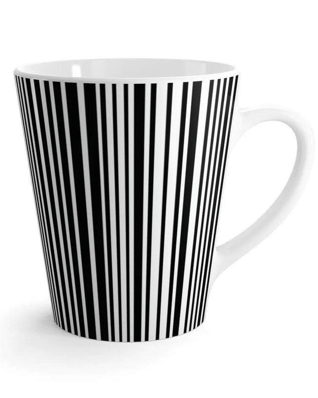 Elegant Striped Monochrome Latte Mug for Stylish Sipping