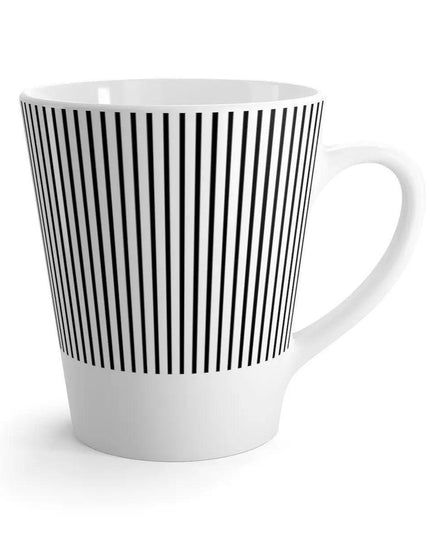 Chic Black and White Striped Ceramic Latte Mug with Artistic Sublimation Design