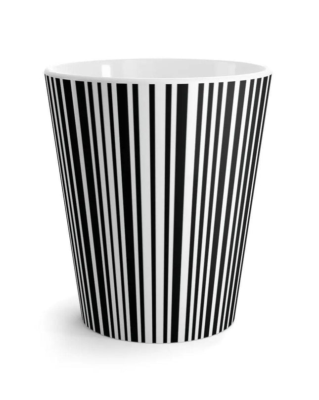 Elegant Striped Monochrome Latte Mug for Stylish Sipping