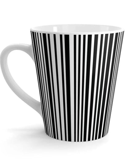 Elegant Striped Monochrome Latte Mug for Stylish Sipping