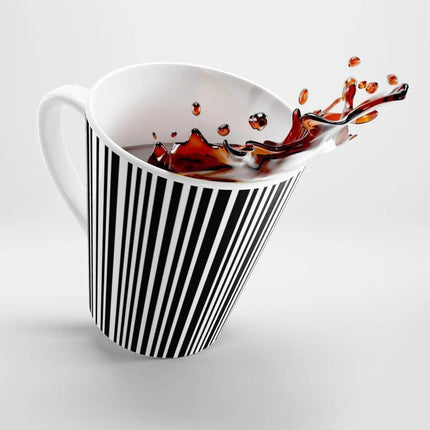Elegant Striped Monochrome Latte Mug for Stylish Sipping