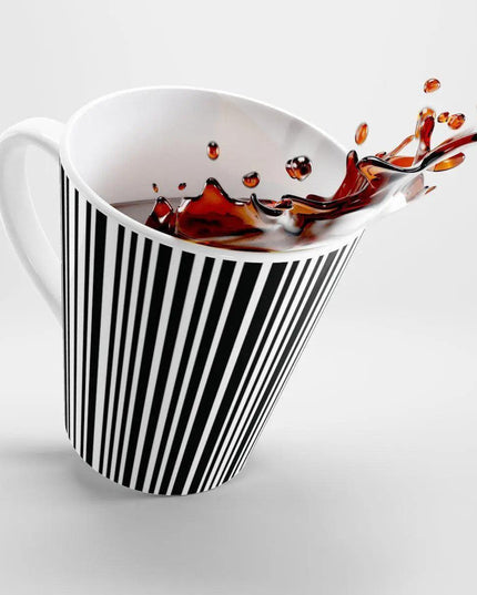 Elegant Striped Monochrome Latte Mug for Stylish Sipping