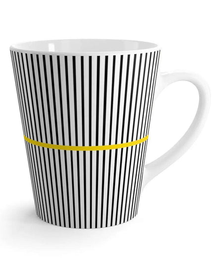 Sleek Black and White Wavy Ceramic Latte Mug for Modern Elegance
