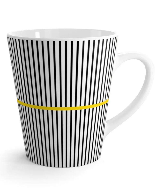Sleek Black and White Wavy Ceramic Latte Mug for Modern Elegance