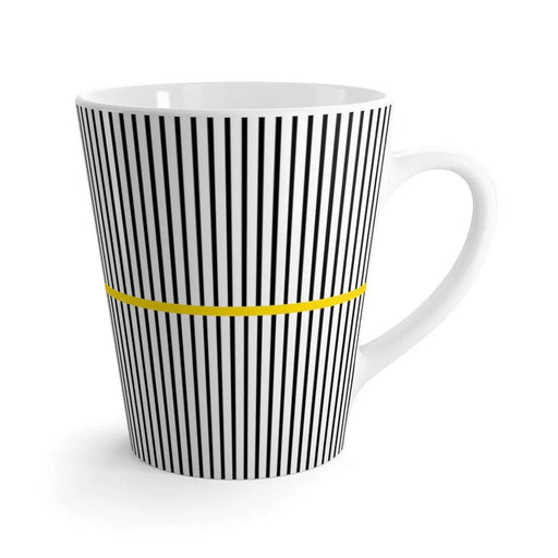 Contemporary Ceramic Latte Mug with Elegant Wave Design in Black and White