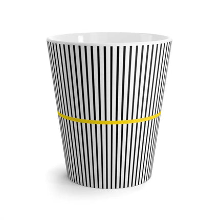 Sleek Black and White Wavy Ceramic Latte Mug for Modern Elegance