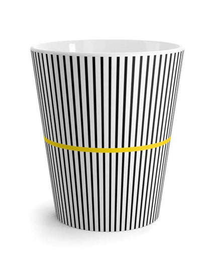 Sleek Black and White Wavy Ceramic Latte Mug for Modern Elegance