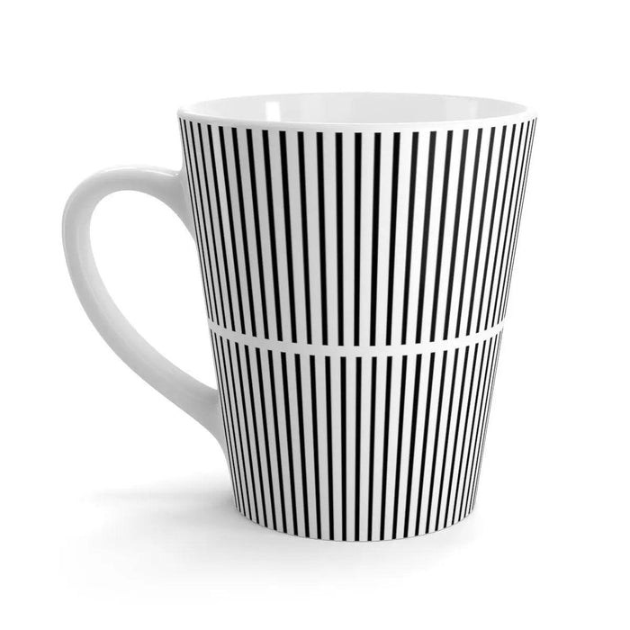 Elegant Monochrome Wave Ceramic Latte Cup