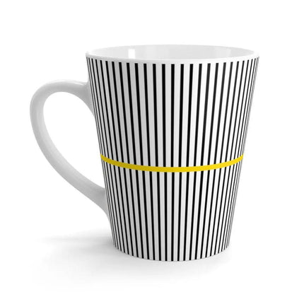 Sleek Black and White Wavy Ceramic Latte Mug for Modern Elegance