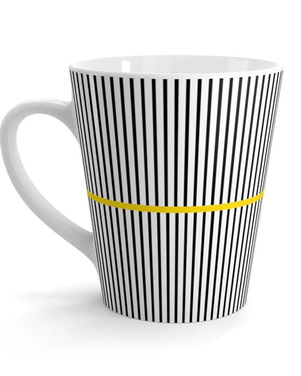Sleek Black and White Wavy Ceramic Latte Mug for Modern Elegance