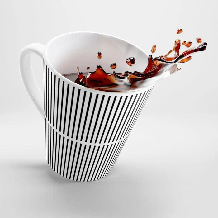 Elegant Monochrome Wave Ceramic Latte Cup