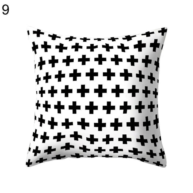 Elegant Geometric Peach Skin Pillow Cover - Modern Monochrome Design