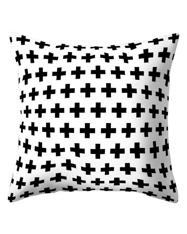 Elegant Geometric Peach Skin Pillow Cover - Modern Monochrome Design