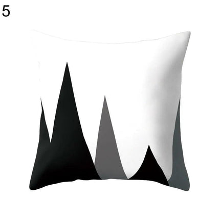 Elegant Geometric Peach Skin Pillow Cover - Modern Monochrome Design