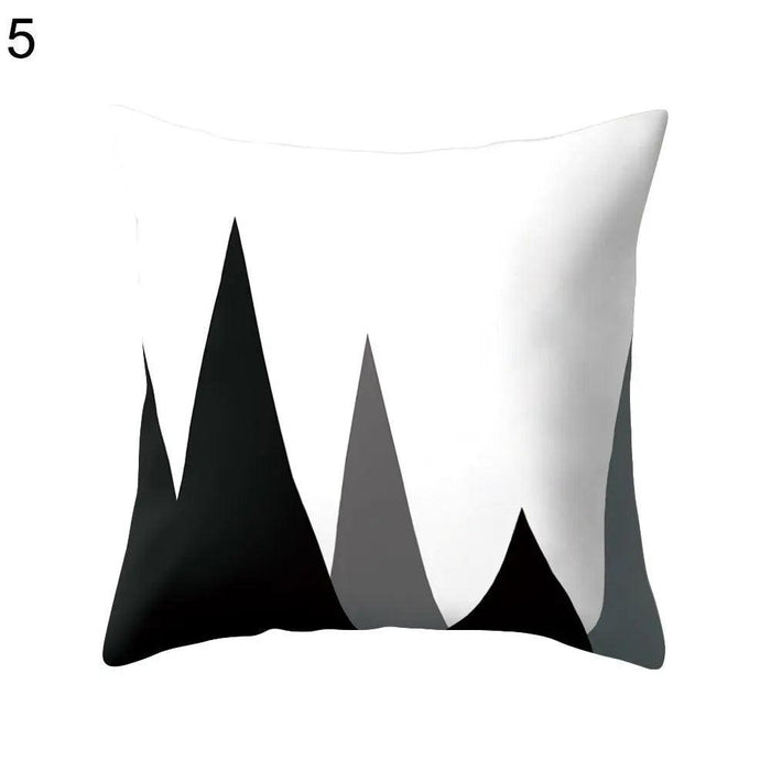 Black and White Geometric Peach Skin Pillow Cover - 45cm x 45cm