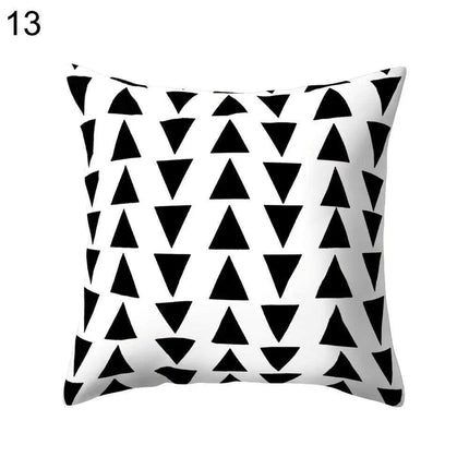 Elegant Geometric Peach Skin Pillow Cover - Modern Monochrome Design