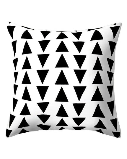 Elegant Geometric Peach Skin Pillow Cover - Modern Monochrome Design