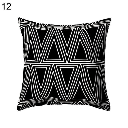 Elegant Geometric Peach Skin Pillow Cover - Modern Monochrome Design